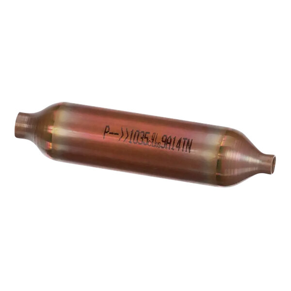 A copper tube with black text reading "Master-Bilt 09-09307" and "3/8" X 1/4""