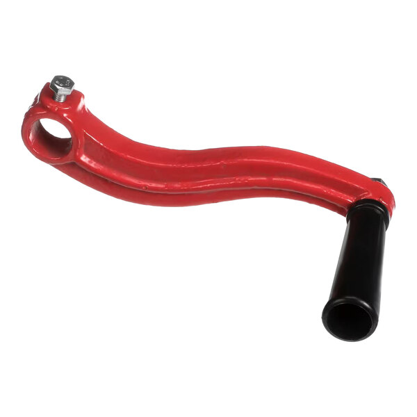 A red metal pump handle with a black grip, designed for use with Frymaster SDU Haight 5/13 pumps.