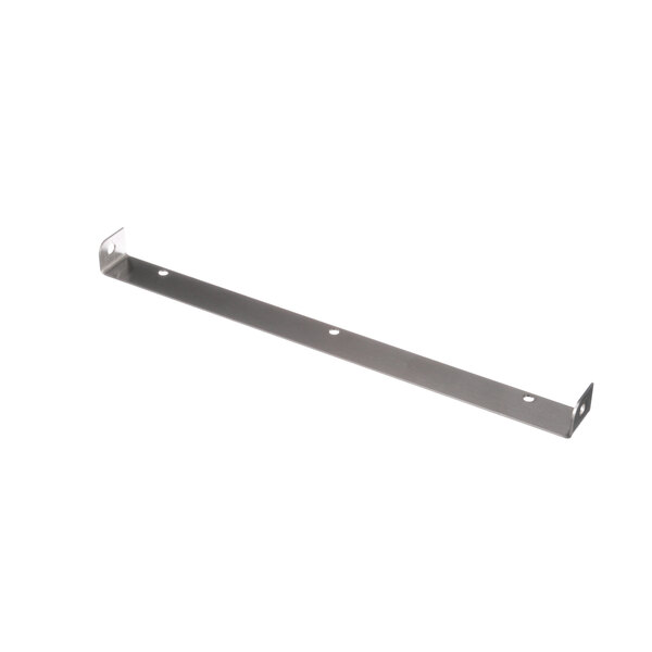 A long metal shelf bracket with a hole in the middle.