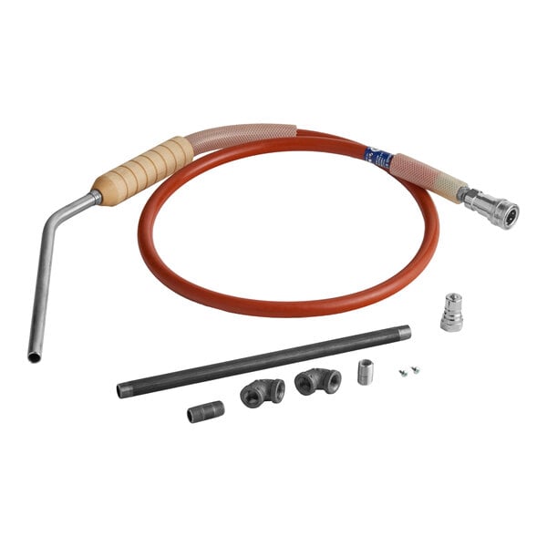 A Henny Penny 03002 filter hose assembly with hose, handle, metal tube, and various fittings.