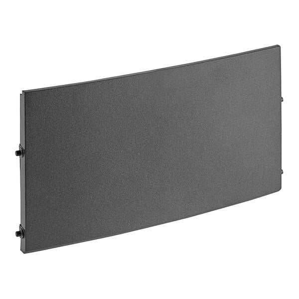 A black rectangular Manitowoc Ice door assembly with screws on a white background.