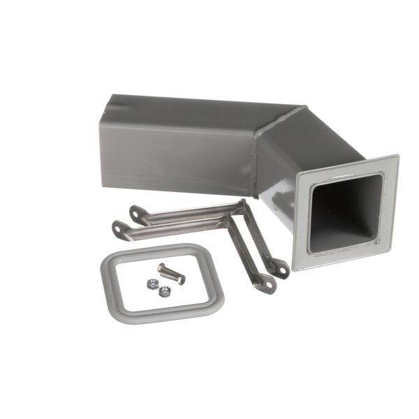 A grey metal Frymaster drain pipe kit with screws.