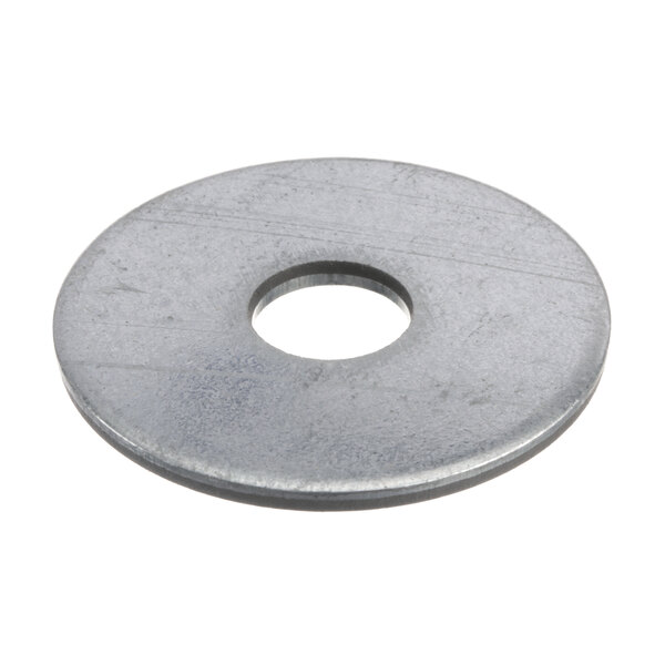 A close-up of a Salvajor 987002 drive washer, a round metal object with a hole in the center.