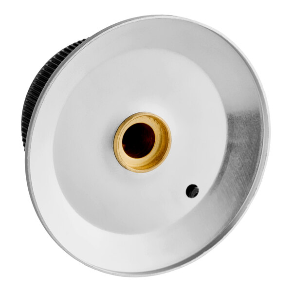 A round metallic knob with a central brass insert and a small black indicator dot, designed for Southbend equipment.