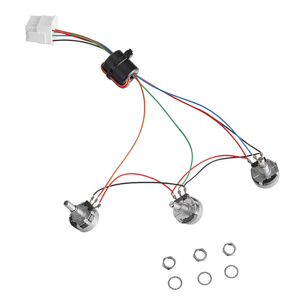 A white wire harness with 3 potentiometers.