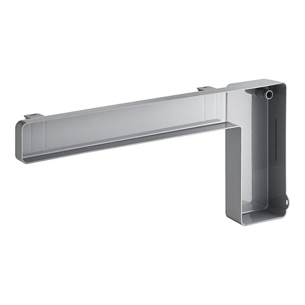 A grey metal Manitowoc Ice trough with a handle.
