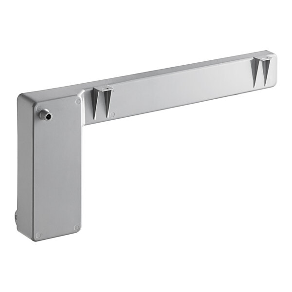 A silver metal arm for a Manitowoc Ice water trough with holes.