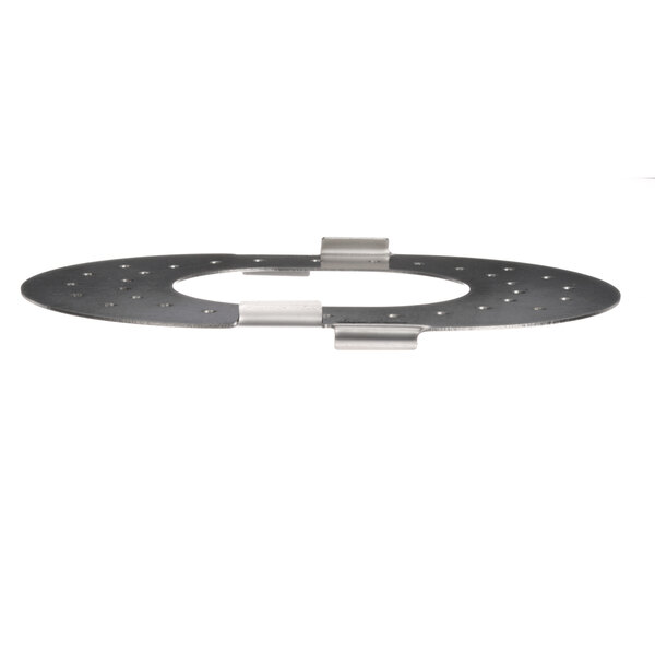 A circular metal Antunes diffuser with two holes.