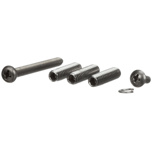 A Hamilton Beach juicer hardware kit with several screws and a nut.