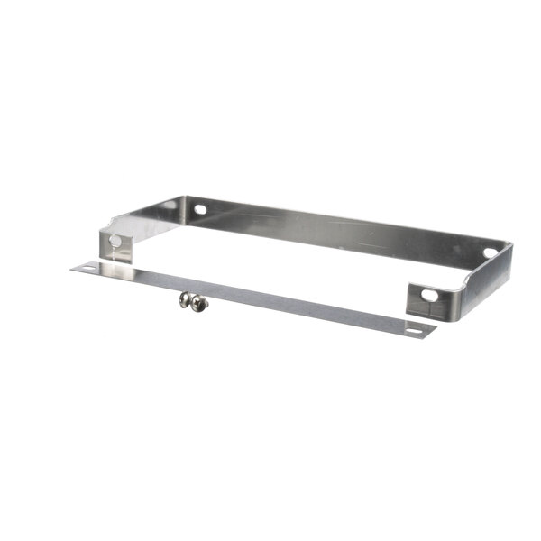 A metal frame with screws for a SaniServ soft serve machine drip tray.