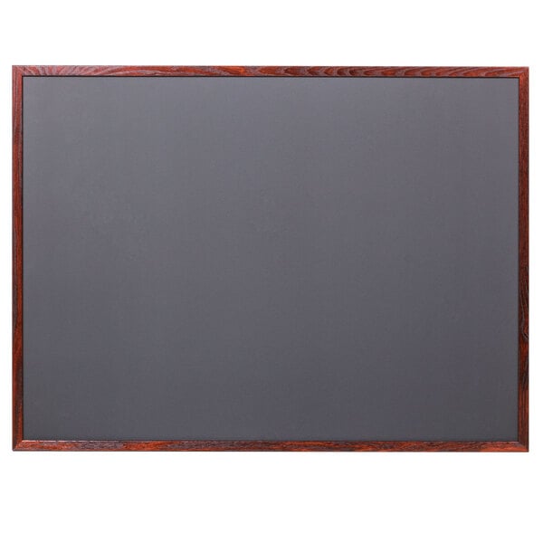 A mahogany-framed black chalkboard.