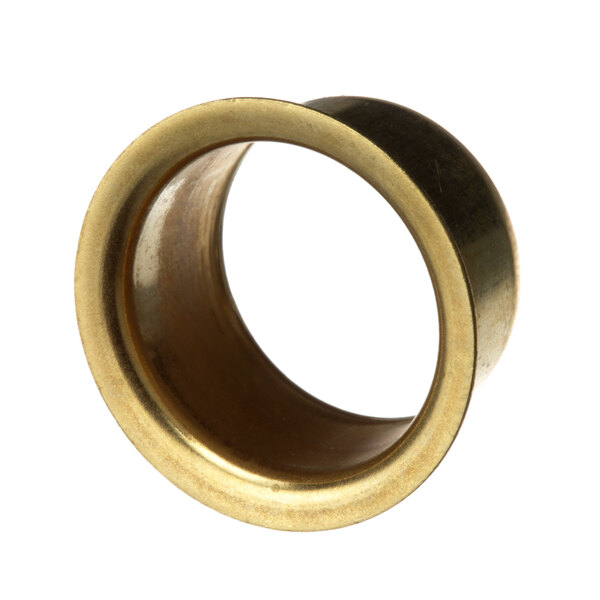 A gold colored eyelet with a hole in it.