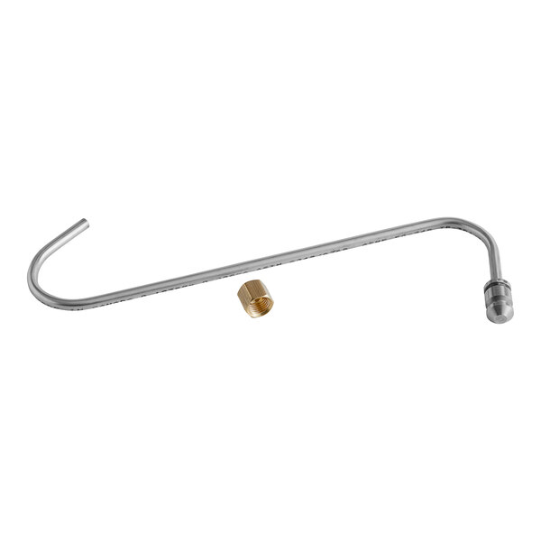 A stainless steel pipe with a brass fitting on one end.