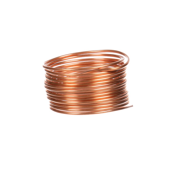 A close-up of a copper cap tube coil.