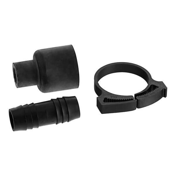 A black rubber tube with a black plastic pump tube.