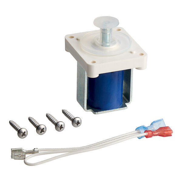 A Fetco large brew valve replacement kit with a blue and white water pump and screws.