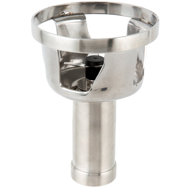 A silver Robot Coupe bell cover with a black circle on top.