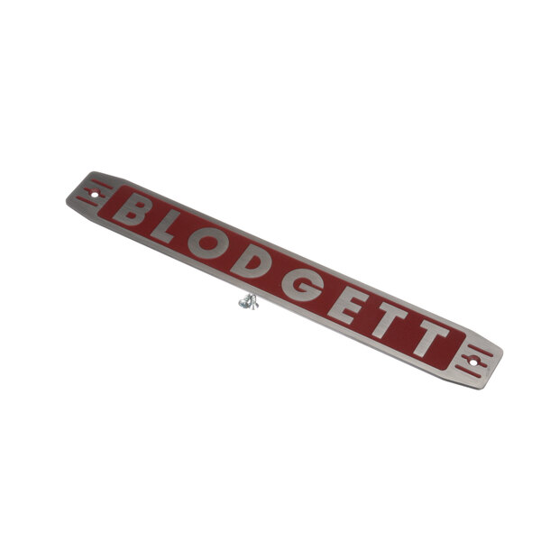 A red and white Blodgett nameplate.