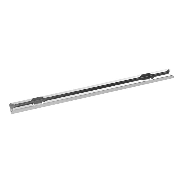 A stainless steel metal bar with a black stripe.
