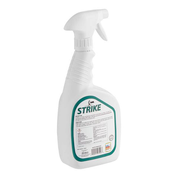 A white bottle of Noble Chemical Strike All Purpose Cleaner with a green label.