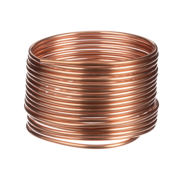 A close-up of a coil of copper tube.