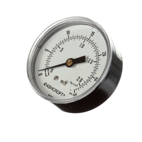 A close-up of a Market Forge pressure gauge on a white background.