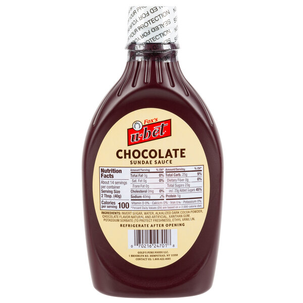 Fox's UBet 20 oz. Squeeze Bottle Chocolate Sundae Sauce