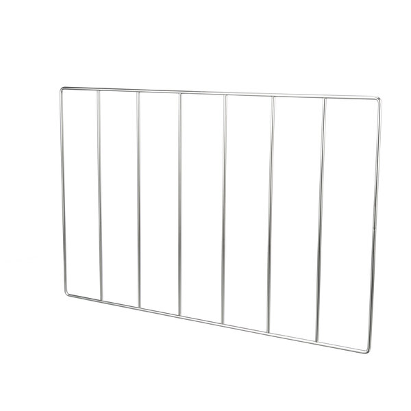 A metal wire rack with a rectangular white frame and four bars.