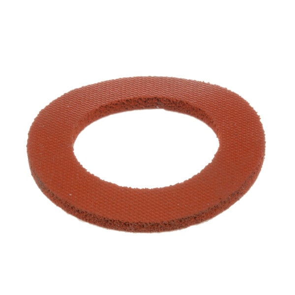 A close-up of a red rubber circle.