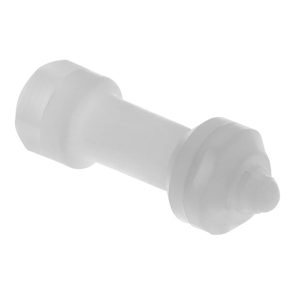 A white plastic Multiplex spray nozzle with a round top.