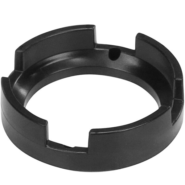 A black circular plastic spacer seal with a hole.