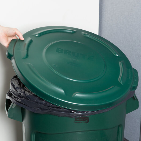 Green Recycling 20-Gallon Rubbermaid Commercial Products 1926828 Brute Heavy-Duty Round Recycling/Composting Bin