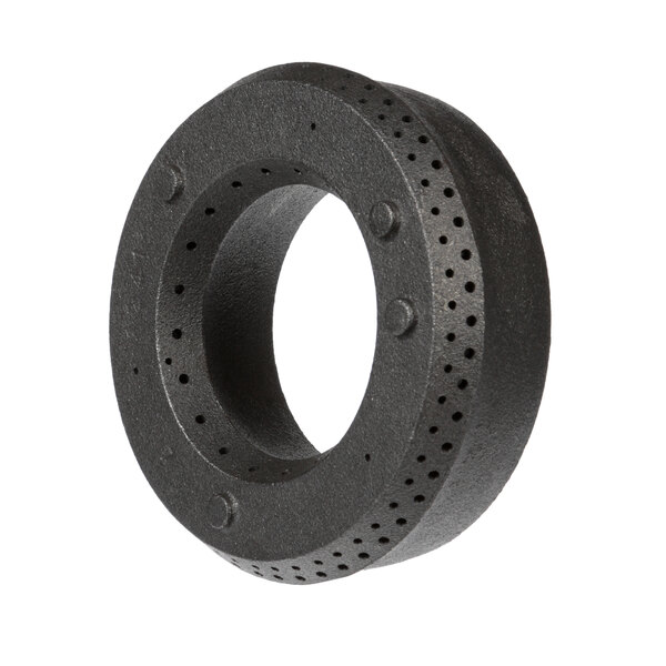 A black Southbend burner insert with holes.