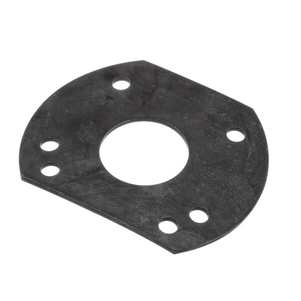 A black rubber Champion elbow flange gasket with holes.