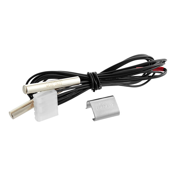 A black cable with a white connector and a white wire.