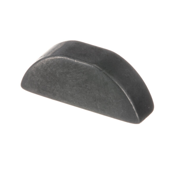 A black metal Woodruff key on a white background.