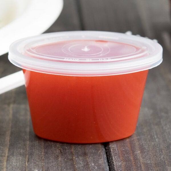 1 oz. Plastic Disposable Portion Cups with Lids - Souffle Cups