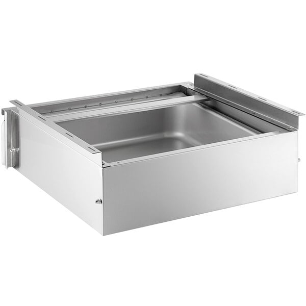 A Regency stainless steel drawer with two compartments.