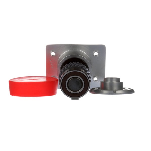 A metal box with a red Globe Bearing Assy cap.