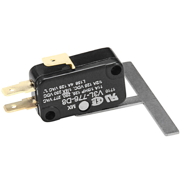 A small black and gold Cornelius micro leaf switch.
