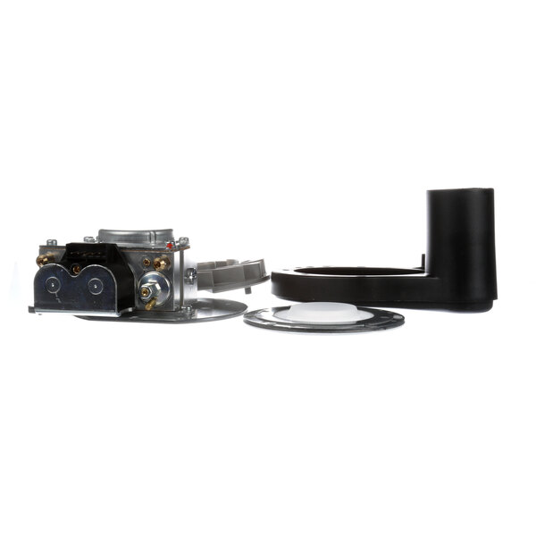 A black Rational gas valve with two circular connectors.