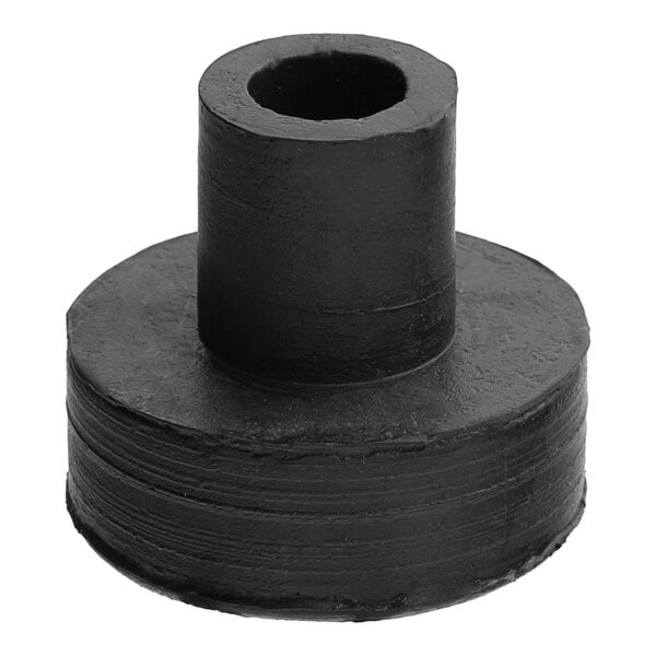 A black rubber cylinder with a hole in it.