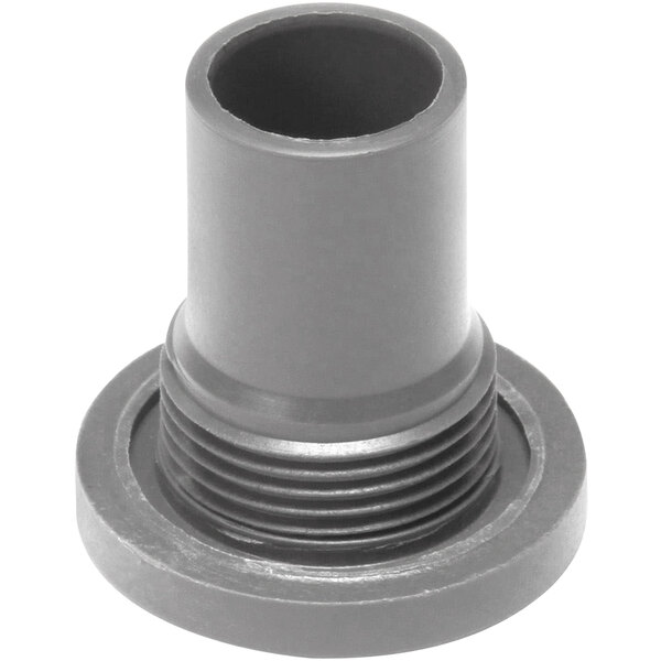 A grey plastic pipe fitting with a threaded end.