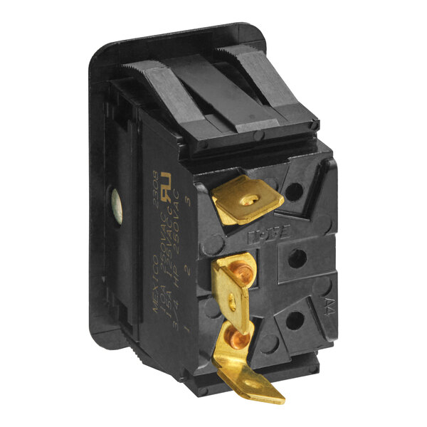 A black Imperial 1127 fan switch with two speed settings and brass terminals.