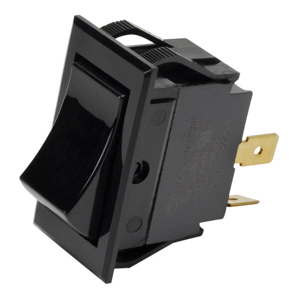A black Southbend switch with a gold button.