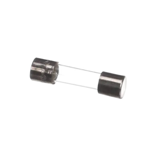 A black and silver glass tube with a metal cap.
