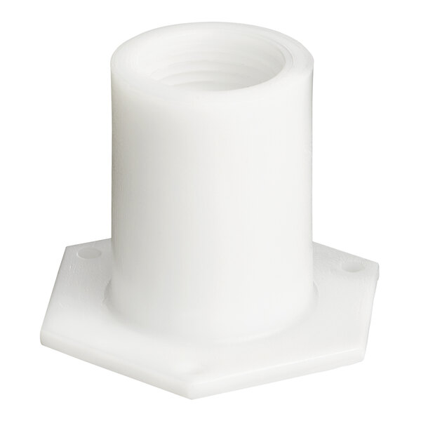 A white plastic pipe fitting for a Scotsman ice machine drain.