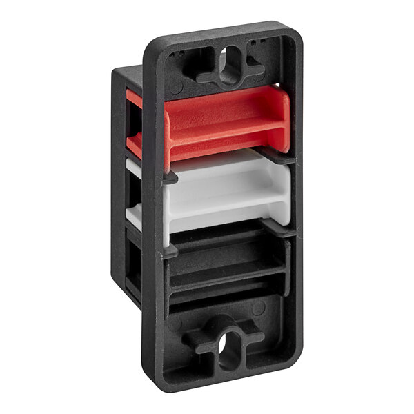 A black and red plastic Bunn Terminal Block with two compartments.