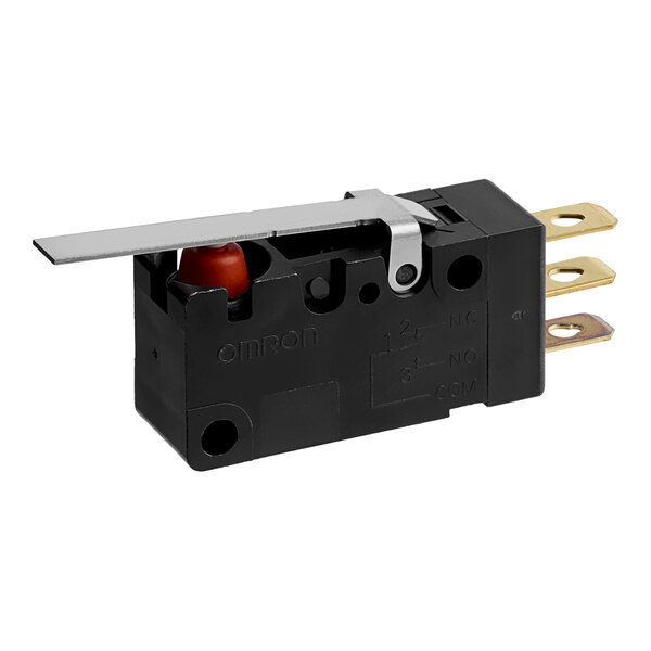 A black and silver Frymaster microswitch with a gold lever.