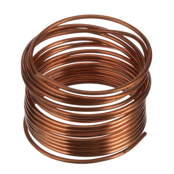 A close-up of a copper cap tube coil.